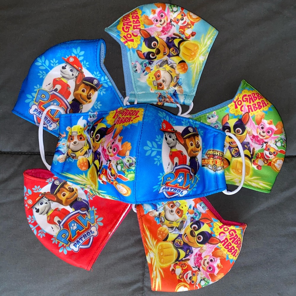 LOT (5) Children’s  Paw Patrol PPE Face Masks